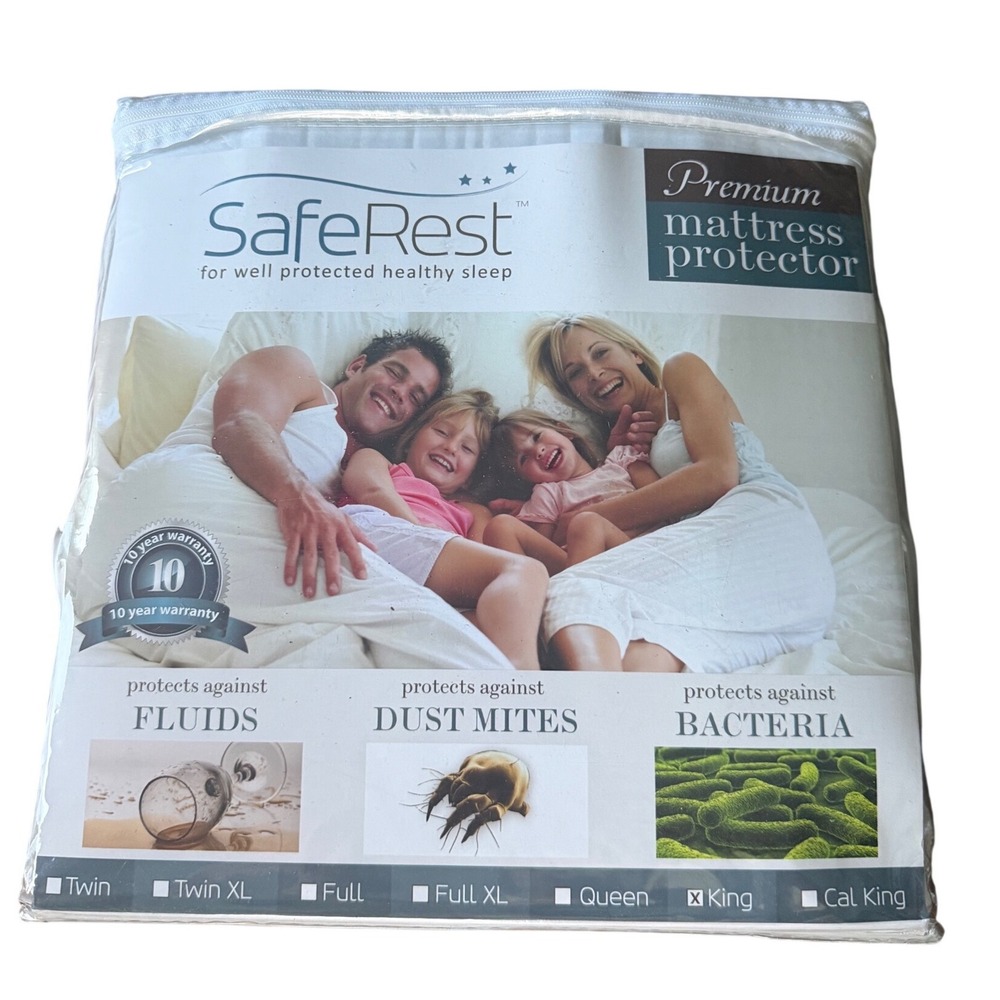SafeRest Premium King Mattress Protector Waterproof Cotton Terry Breathable